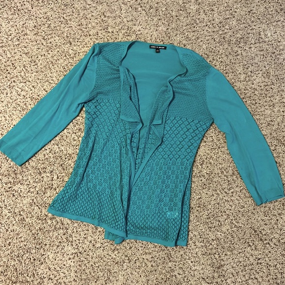 Cable & Gauge lightweight size small blue green sweater cardigan - Picture 1 of 5